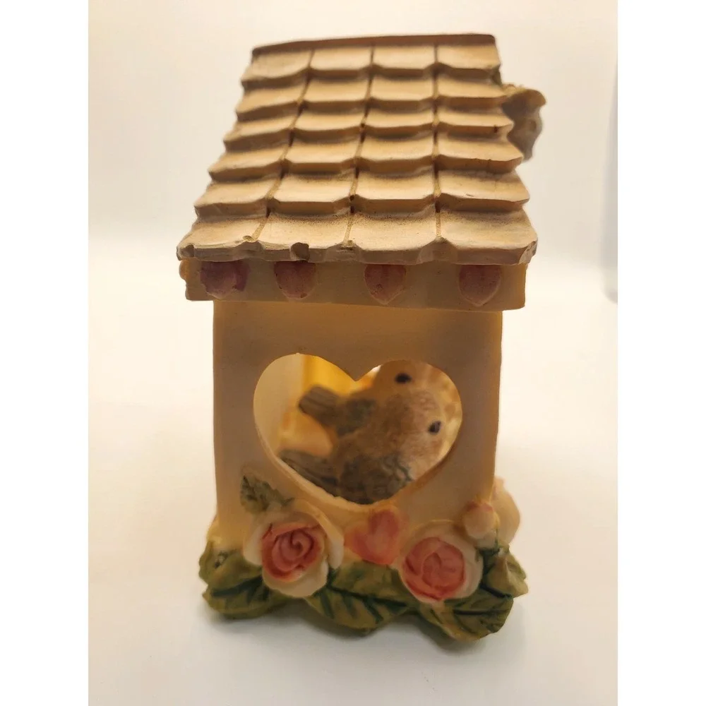 Vintage Cheerful Reflections Love Birds Birdhouse Figurine